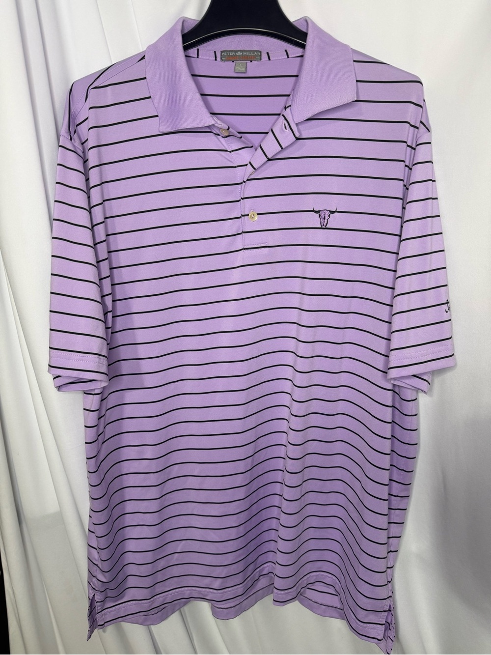 Peter Millar Lavender Striped Polo with Black Lines - Men's